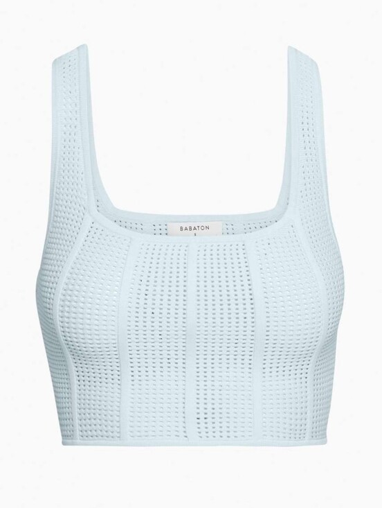 Babaton Tops - Babaton Aritzia Sculpt Knit Squareneck Cropped Tank Baby Blue Womens Size Medium